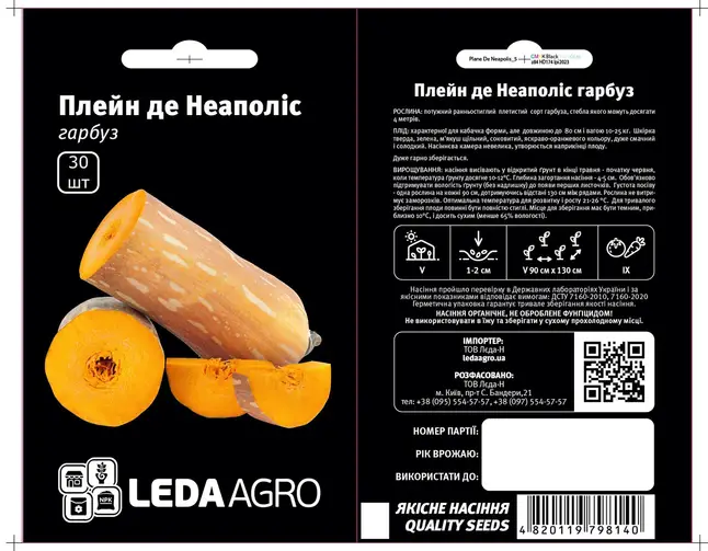 Гарбуз Плейн де Неаполіс, батернат тип, 30 шт (Leda Agro) — Photo 1