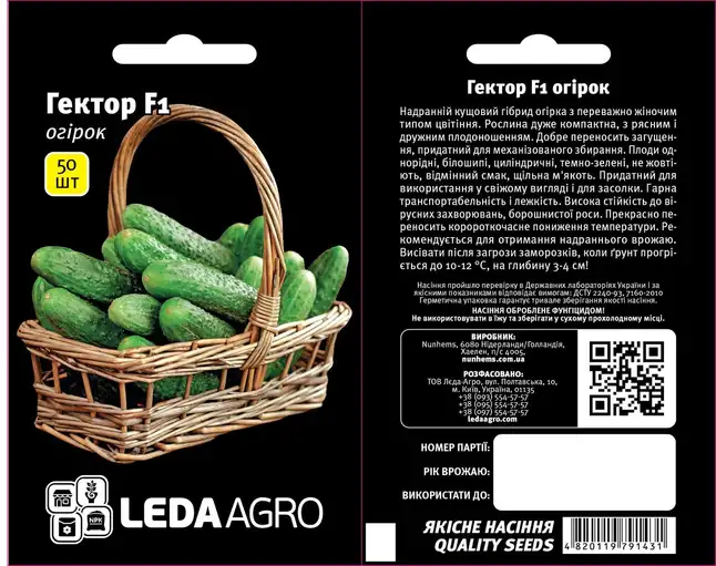 Огірок Гектор F1, кущовий, 50 шт (Leda Agro) — Photo 1